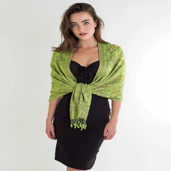 Women Pashmina Feel Shawl Wrap Reversible Soft Silky Scarf for Fashion - Picture 2 of 7
